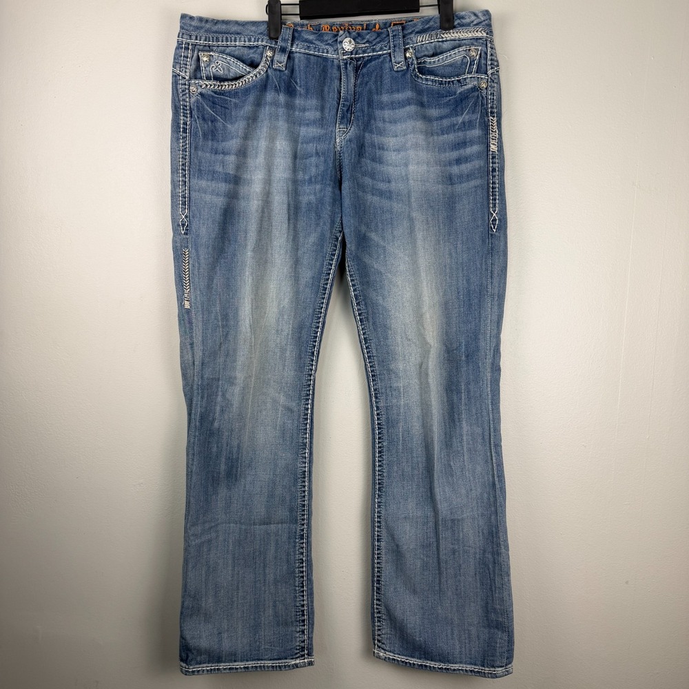 Rock Revival Sasha Easy Bootcut Jeans Women's 34 (37x30.5) Blue Denim Stretch